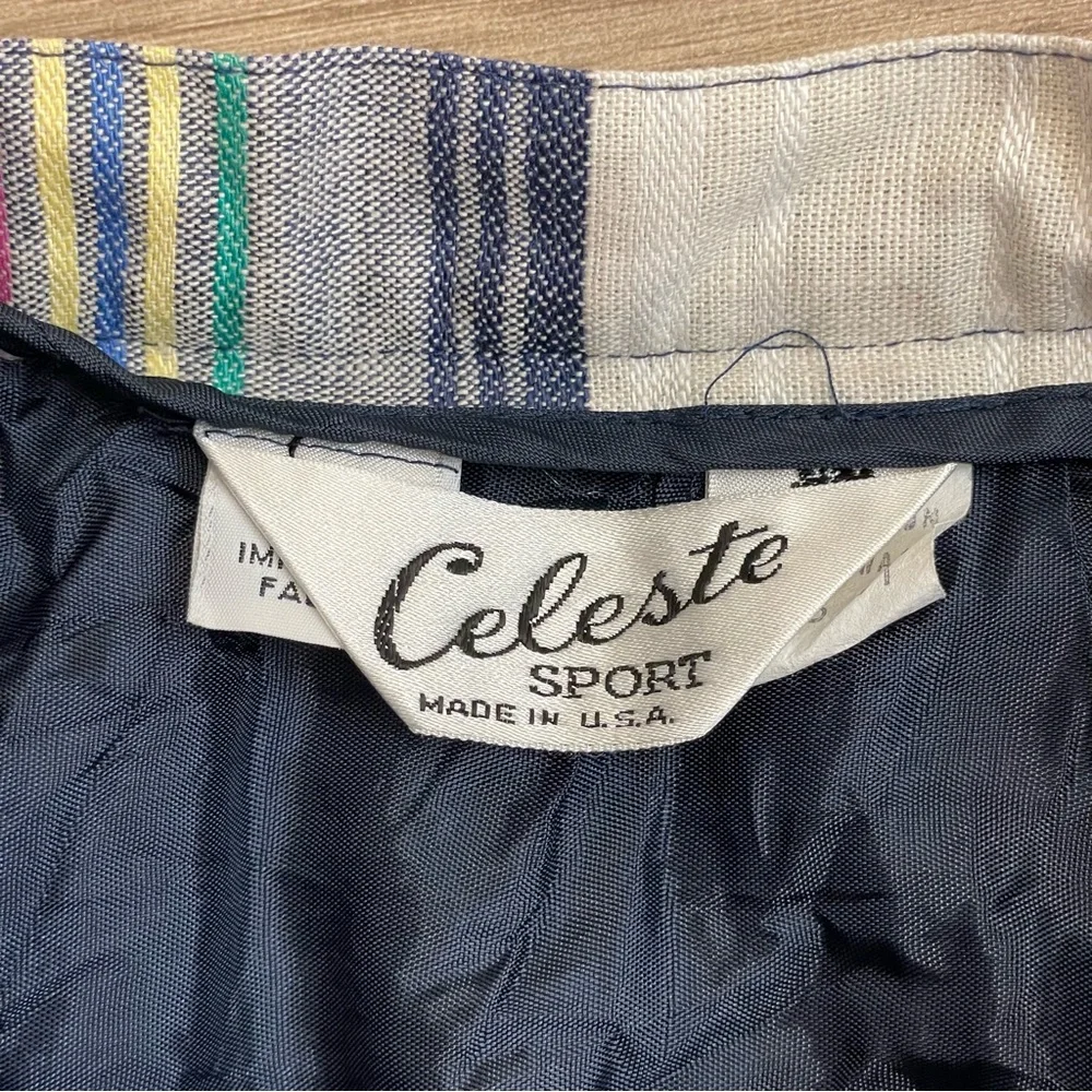 Celeste Sport Vintage Mod Style Linen Blend Plaid Button Side Midi Skirt